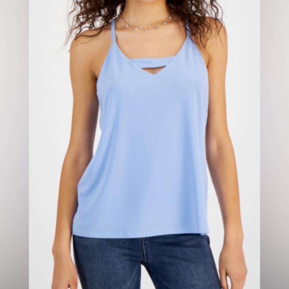 NWT - Bar III Scoop-Neck Top - Light Blue -‎ Size XL